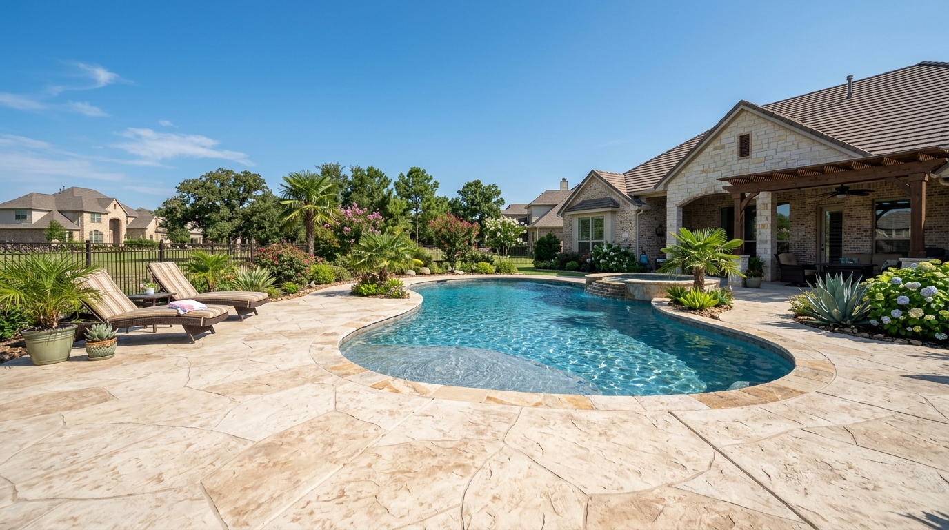 Pool Deck Options for Texas Homes in Timberwood Park, TX: Concrete vs. Pavers