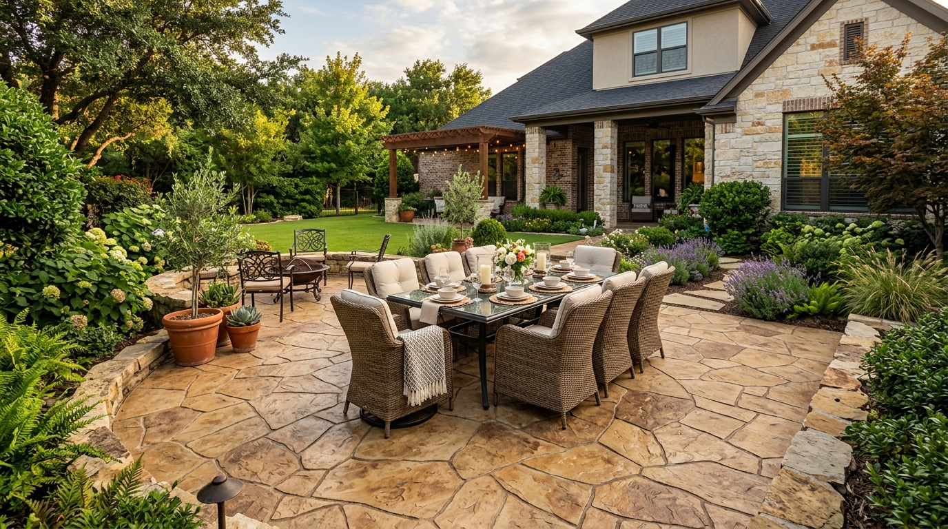 Stamped Concrete Patio Ideas for Texas Hill Country Homes in Timberwood Park, TX